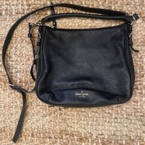 Black Kate Spade Shoulder and Crossbody Leather Handbag with Gold Hardware